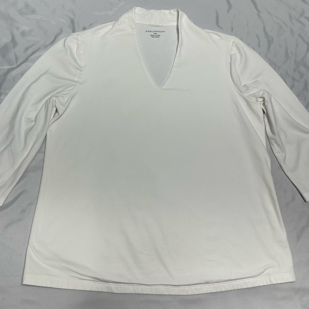 Appleseed's White V-Neck Top